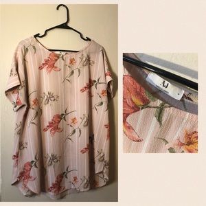 Pink floral blouse